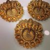 Metal Plate Puja Thali: 3 Ganesha & 7 Diya