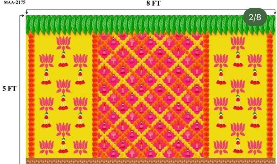 Decorative Backdrops, Ganesha pooja, Housewarming Backdrop Cloth Pooja Decoration Traditional Background Curtain