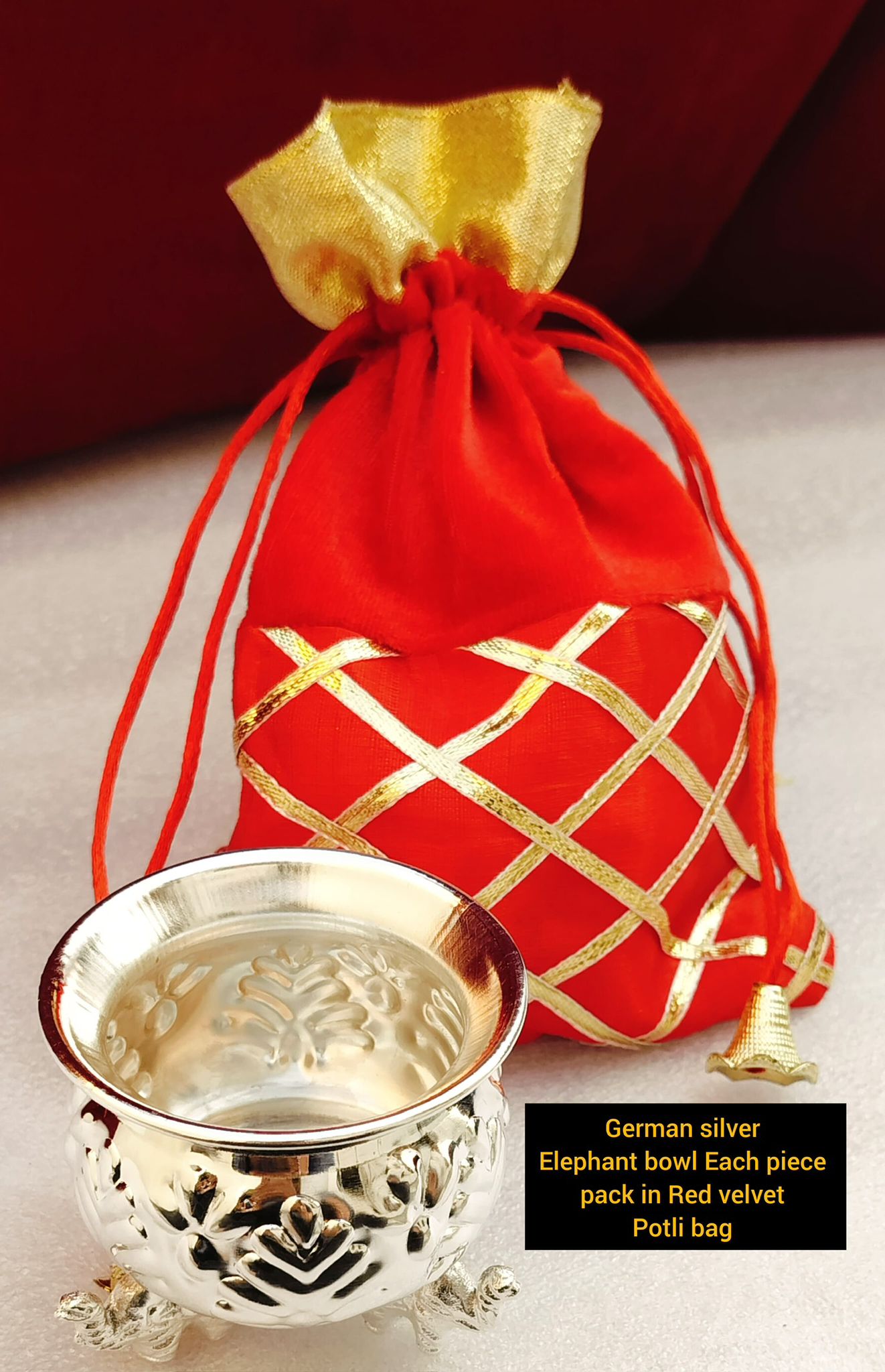 German silver Big size NAKKASHI elephant CUP for kumkum/ prasadam - Image 2