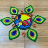 Rangoli mat set of 7 - Peacock color design