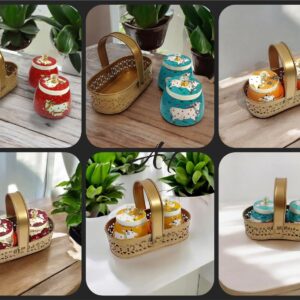 2 Pichwai Jar & Metal Tray combo