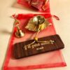 Wooden Durga Chalisa Diya Bell combo with potli