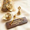 Wooden Hanuman Chalisa Diya Bell combo with potli